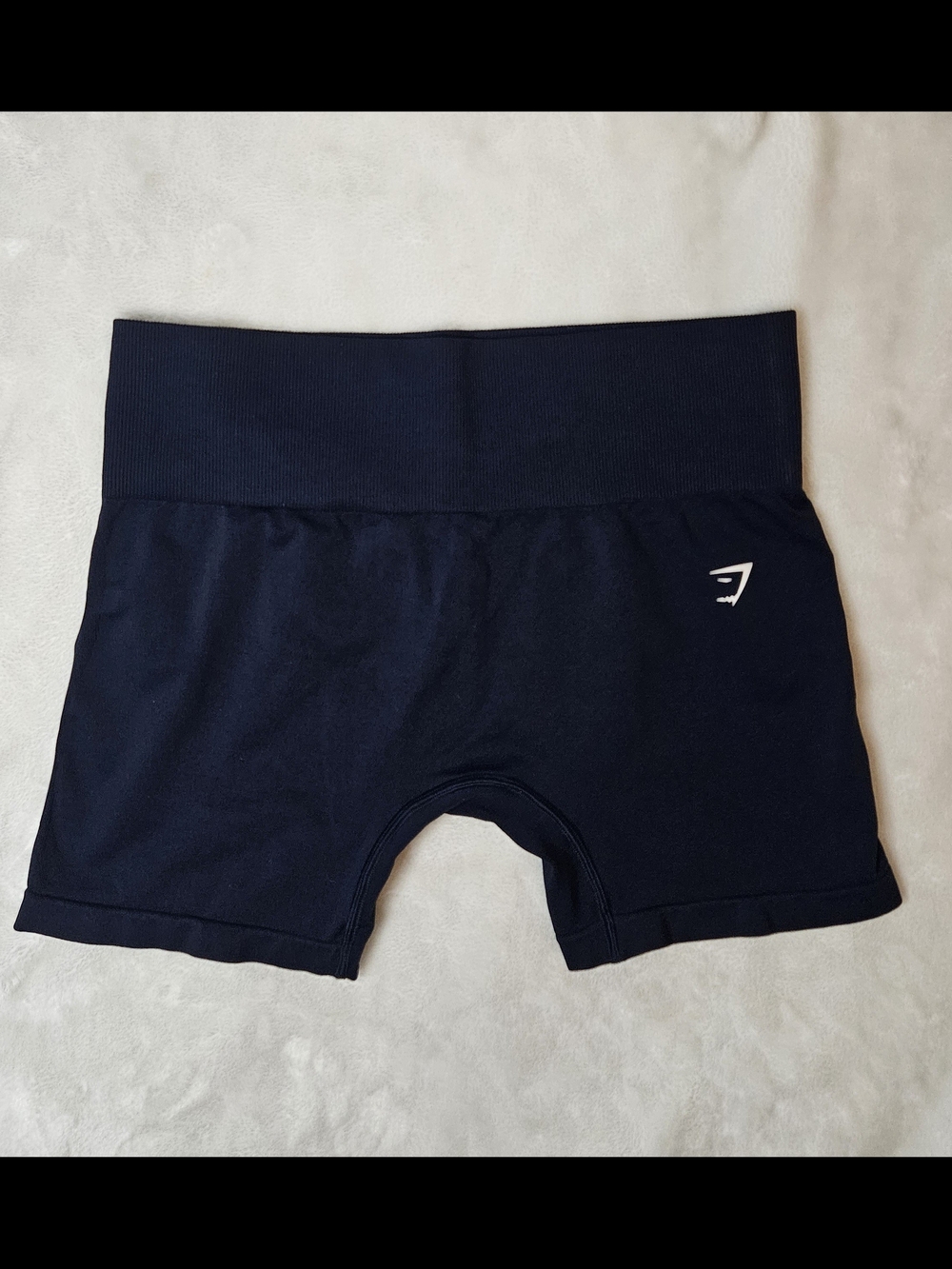 Gymshark Navy High-Waist Ribbed Bike Shorts - Picture 2 of 5
